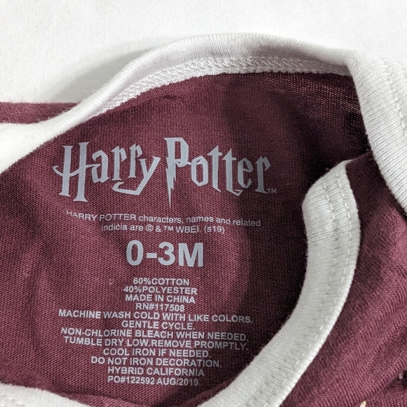 Harry Potter Baby Boy 3 Pack Long Sleeve Bodysuits, 0-3 Months,New With Tag - Picture 10 of 10